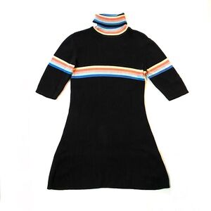 Unif Relly Mini Black Sweater Dress Rainbow Stripes Turtleneck Colorful Y2K US M